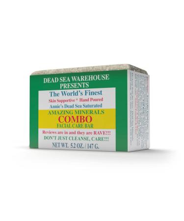 Dead Sea Warehouse - Amazing Minerals COMBO Facial Care Bar Dead Sea Salt & Mud Cleansing Bar Mineral Facial Cleanser Skincare for Combination Skin Vegan Unscented (5.2 oz)