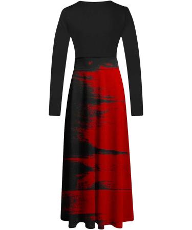 Yihaojia Womens Fall Dresses Crewneck Long Sleeve Maxi Dress High Waist Loose Halloween Graphic Long Dress Party Dress Red#10 Small - Buy Online on GoSupps.com