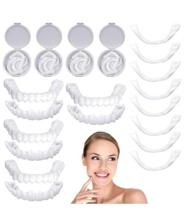 Presses fake teeth 2 pairs of dentures for plug in for bad teeth cosmetic tooth cover false teeth tooth whitening set for men and women (white)