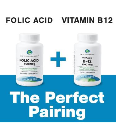 Earth's Splendor Folic Acid 800 mcg Supplement Supports Heart Health Supports Women's Reproductive Health Smooth Coated Tablets (800 mcg 200 Tablets Pack of 2) B9 (Folic Acid) 2 Pack - Buy Online on GoSupps.com