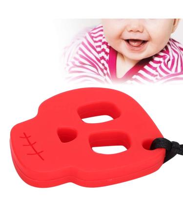 Tay diseases necklace silicone baby bite ring trailer safe calming infant chewing childhood diseases necklace toys chewing necklace for toddler baby boys and girls (red)