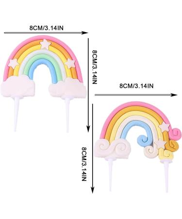 2 Pcs Rainbow Cake Toppers Soft Rainbow Pottery Cake Topper Soft Pottery Rainbow Cake Decorations for Birthday Parties Wedding Cake Decorations Supplies - Buy Online on GoSupps.com