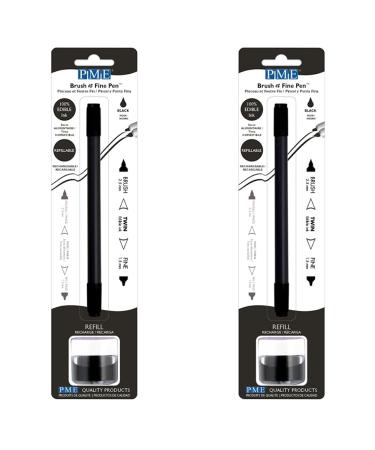 PME PE042 Edible Ink Brush and Fine Pen Black (Pack of 2) Black Pack of 2