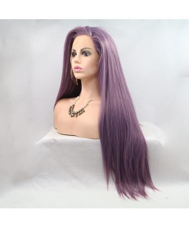 Buy Afbeauty Lila Lace Front Synthetic Long Lavender Wig - Natural Look Realistic Half-Tied Purple Wig for Women - Buy Online on GoSupps.com