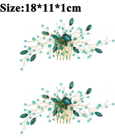 Emerald Green Crystal Hair Vine Wedding Hair Accessory Rhinestone Hair Piece for Bride Bridesmaid Girls - Buy Online on GoSupps.com