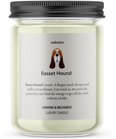 Basset Hound Candle - 220g Soy Wax with Vanilla Jasmine & Almond - Perfect Gift for Dog Lovers - Christmas/Birthday Candle by Makester - Buy Online on GoSupps.com