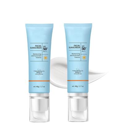 Clear Face Sunscreen SPF 50 2 in 1 Hydrating SPF 50 Sunscreen - Free & Non-Sticky Travel Size Invisible Face Sunscreens Broad Spectrum UVA/UVB Protection Lightweight Hydrating for All Skin (2)