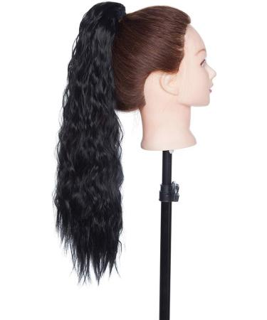 18 Inch Long Curly Ponytail Extension Corn Wavy Drawstring Ponytail Hair Extensions Hair Pieces for Women Dark Black - Buy Online on GoSupps.com