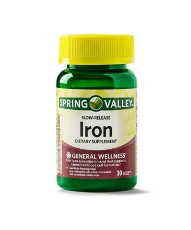 Spring Valley Slow-Release Iron Tablets Dietary Supplement 45 mg 30 Count - Buy Online on GoSupps.com