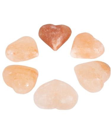 Pure Himalayan Salt Works Heart Massage Stone, Pink Crystal Hand-Carved Stone for Massage Therapy, Deodorant and Salt and Sugar Scrubs, 2.75” W x 3” H x 1.5” D (Pack of 6) 6 Count (Pack of 1)