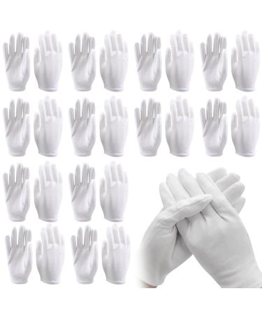 PSOWQ Ultra -thin cotton glove white cotton gloves for dry hands moisturizing cosmetics eczema spa and coin jewelry inspection serving hand 24 pieces (12 pairs)