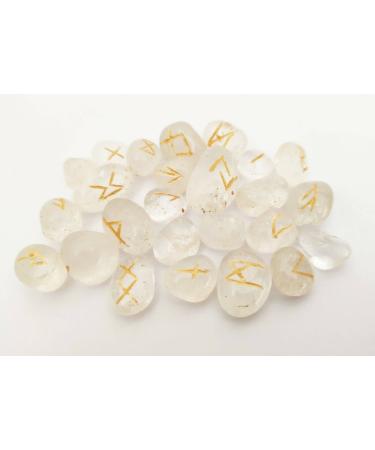 Sharvgun Lot de 25 pierres runiques quartz transparent avec tableau runique en bois MDF grav lettrage symbolique pa en velours noir/rouge pochette incluse bo te cadeau