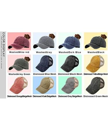 Criss Cross Washed Distressed Baseball Cap - Black Ponytail Hat for Women - Buy Online on GoSupps.com