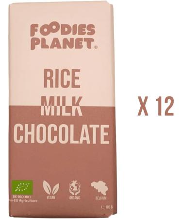 FOODIES-PLANET FOODIES-PLANET Belgian chocolate made with rice - Vegan - Gluten-free - 12 x 100 g - Buy Online on GoSupps.com