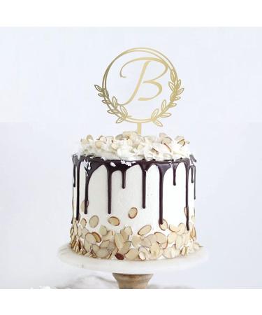 Vinisong Personalized Initial Letter B Golden Cake Topper - Rustic Wedding & Birthday Decoration - Buy Online on GoSupps.com