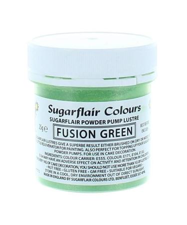 Sugarflair Colours Edible Power Pump Lustre - Fusion Green - Food Colouring Powder Edible Colour Dust Brush On Spray or Add Rejuvenator to Create Eye-Catching Paint Effect - 25g