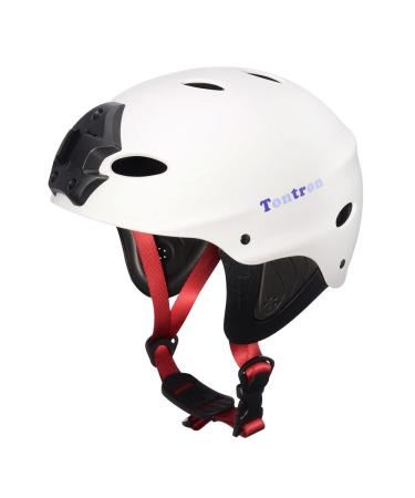 Tontron Adult Water Sports Helmet with Camera Mount Plate Matte Snow White Large