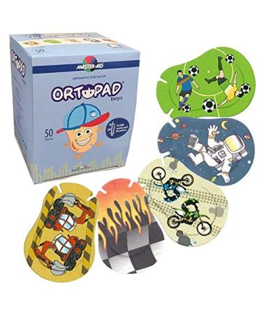 Ortopad Bamboo Boys Eye Patches 50/Box (Junior Size 0-2 yrs) Racing Flames Pack