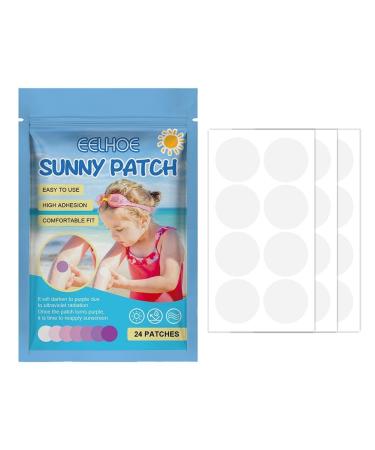 24 Pcs UV Stickers for Sunscreen Sun Cream Stickers to Reapply Waterproof UV Detection Stickers UV Detection Reminder UV Patch for Kids Adults Waterproof Patches Changes Color When Time To Reapply