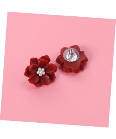 CALLARON 1pair Earrings Symmetrical Ear Rings Resin Ear Rings The Flowers White Miss Medium Red - Buy Online on GoSupps.com