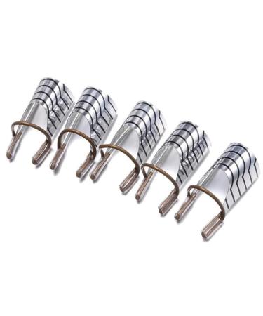 5PCS/SET Reusable Nail Art Extension Forms Guide Nail Extension Forms Nail Accessories Acrylic Nail Uv Gel Nail Extention Tips Diy Tool French Nails Aluminum Form Guide(Silver)