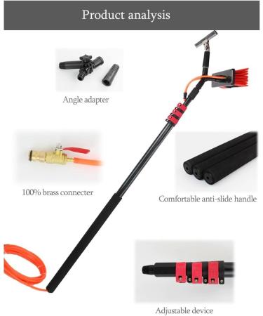 Window Cleaning Brush Window Cleaning Kit with Extension Pole Water Fed Pole Brush System Teleswindow Cleaning Tools Extendable Pole with Squeegee/3.6 M/11.8 Ft 35cm Brush Head 7M/24FT - Buy Online on GoSupps.com