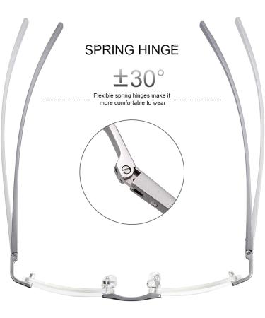 Yimi Rimless Bifocal Reading Glasses with Blue Light Filter Spring Hinge Women s Readers | Titan Alloy Silver 2.0x Magnification - Buy Online on GoSupps.com