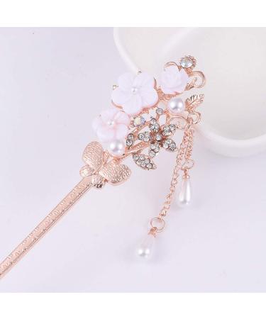Kukiwhy Rhinestone Pearl Flower Hair Stick Set for Women - Vintage Chinese Hair Chopsticks for Styling and Chignon - 4 Pcs (4 Styles) - Buy Online on GoSupps.com