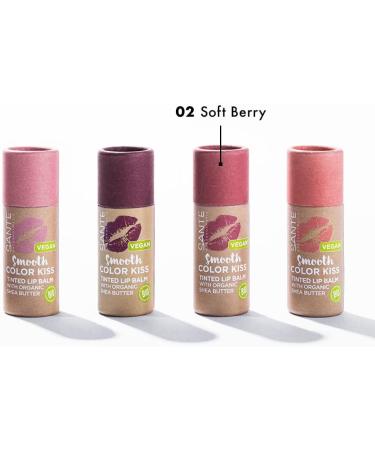  Sante Naturkosmetik SANTE Naturkosmetik Smooth Color Kiss 02 Soft Berry Vegan lip balm with organic oils cocoa butter and organic shea butter for intensive care. Sustainable packaging. 7 g - Buy Online on GoSupps.com