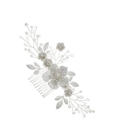 Beatifufu Flower Comb Bridal Hair Accessory Pearl Hair Accessories Hair Comb for Bride Wedding Hair Comb Wedding Hair Accessories for Brides Headpiece for Bride Bridal Headpiece Hair Jewelry