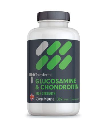 Transforme Glucosamine and Chondroitin 500mg/400mg High Strength Complex 365 Tablets Up to 1 Year Supply with Superior Chondroitin Sulphate (90% Potency) Gluten Free