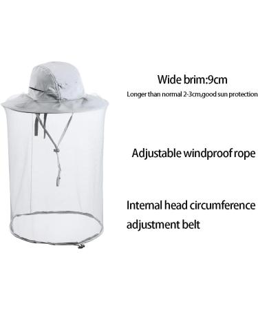 ZffXH Head Net Safari Hat with Mosquito Netting - Light Grey | Perfect for Gardening, Hiking, Fishing | Men and Women Sun Cap - Buy Online on GoSupps.com