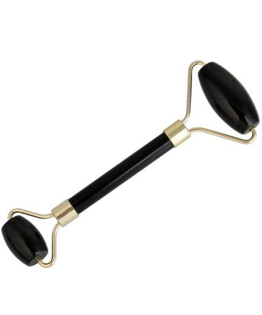 Rockcloud Natural Crystal Stone Roller Massager - Double Neck & Face Skincare Tool | Anti-Aging Wrinkle Healing with Black Obsidian - Buy Online on GoSupps.com