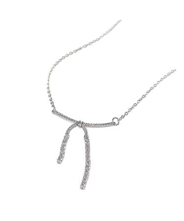 Oralgos hip hop bow loop collarbone chain necklace zircon bowknot necklace adjustable collarbone chain decoration for daily use metal