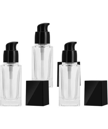 minkissy 3pcs Empty Glass Pump Bottles Square Cosmetic Bottles Refillable Makeup Dispensers for Foundation Lotion Cream 30ml (Black Cap) - Buy Online on GoSupps.com