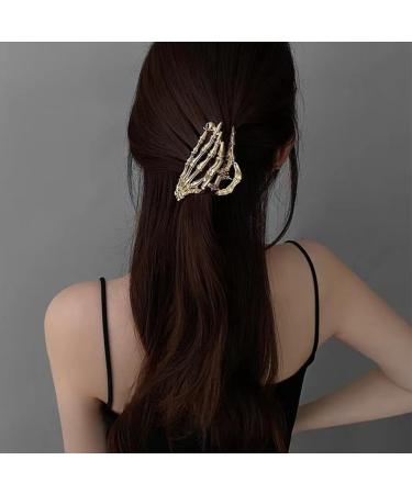 PLCPDM Hair Claw Clip Skull Claw Hair Clamps Punk Scary Ponytail Holder Catch Barrette Skeleton Hand Silver - Buy Online on GoSupps.com