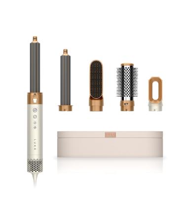 Luxx Luxx Air Pro 2 5in1 Pearl White Hair Dryer Brush Set Curling Iron and Blow Dryer Combo Kit 5 Attachments for All Hair Types Volumizer Hair Dryer and Smoothing Brush Ionic Technology 1200W