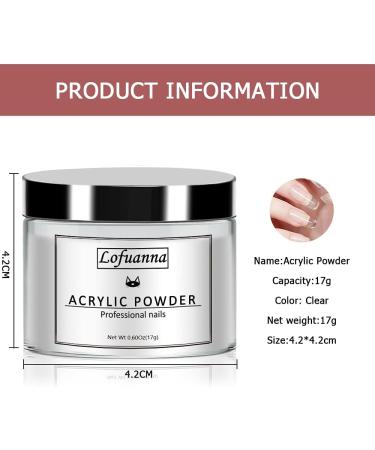 Lofuanna 17g Professional Clear Acrylic Powder Salon Quality Acrylic Nail Powder for Nails Extension Nail Art System for Home/Salon - Buy Online on GoSupps.com