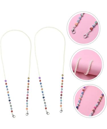 JECOMPRIS 2pcs Anti-Drop Chain for Face Masks & Glasses - Beaded Lanyard with Artificial Pearls - International Shipping Available - Buy Online on GoSupps.com