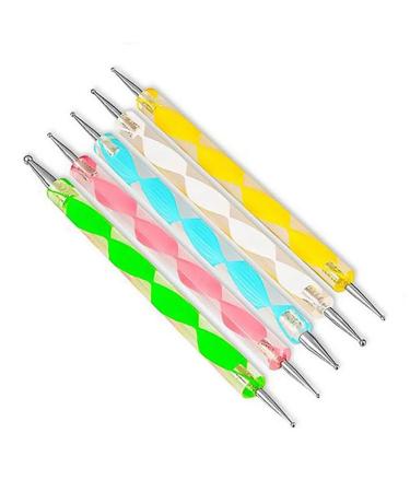 5X Colorful 2 Way Dotting Pen Tool Nail Art Tip Dot Paint Manicure KitNice Design