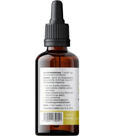 Ayursana Vitamin D3-K2 Drops - 1000 IU D3 & 20 mcg MK-7 K2 - Vegan - 50 ml - Supports Immune & Bone Health - Buy Online on GoSupps.com