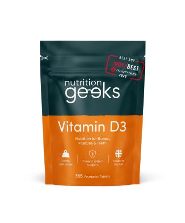 Vitamin D 1000iu - 1 Year Supply 365 Easy-Swallow Vitamin D Tablets Vegetarian Vitamin D3 High Strength Immune Support Supplement - Awarded by The Independent UK