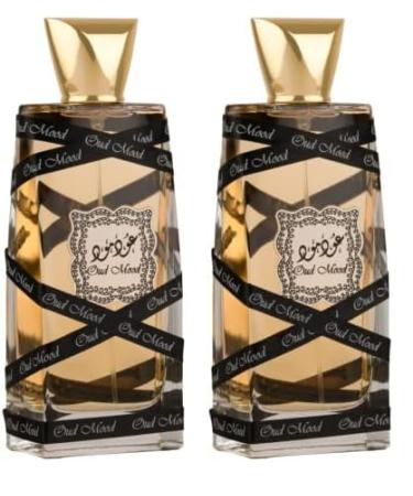 Lattafa Oud Mood for Unisex Eau de Parfum Spray 3.4 Ounce (Pack of 2) Modern 3.4 Fl Oz (Pack of 2)