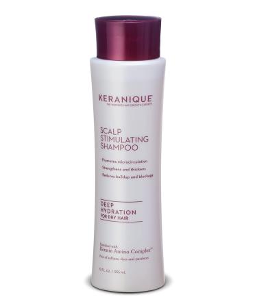 Keranique Deep Hydration Anti-Hair Loss Shampoo for Thinning Dry Hair - Keratin Amino Complex Stimulates Scalp for Thicker Fuller Hair - Free of Sulfates, Dyes, and Parabens - 12 Fl. Oz 12 Ounce