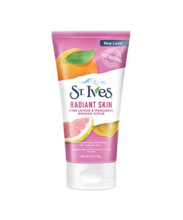 St. Ives Radiant Skin Face Scrub For Dull Skin Pink Lemon and Mandarin Orange Dermatologist-Tested Face Wash Scrub With 100 percent Natural Exfoliants 6 oz 6 Ounce (Pack of 1)