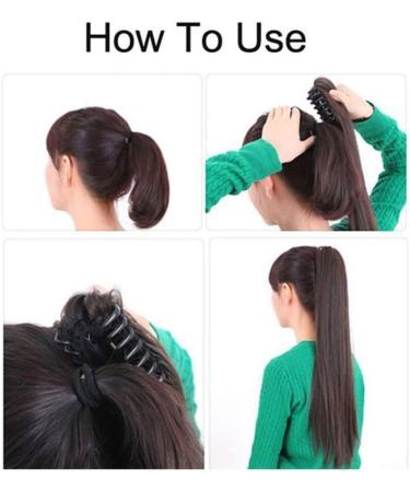 21 Inches Clip In Hair Extensions Claw On Ponytail Hairpieces Wrap Around Ponytail One Piece Long Straight Hair Extension Dark Brown  - Buy Online on GoSupps.com