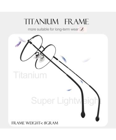 Cyxus 100% Titanium Blue Light Filter Glasses | Round Vintage Style | Unisex | Less Nasal Pressure | 142mm Width | Ideal for PC TV Tablet | Black 8T3 - Buy Online on GoSupps.com