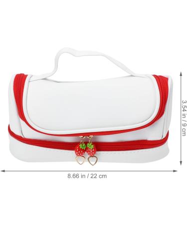 Uonlytech Double Layer Makeup Bag for Women - Strawberry Zipper Cosmetic Organizer - Stylish Travel & Cultural Bags - Buy Online on GoSupps.com