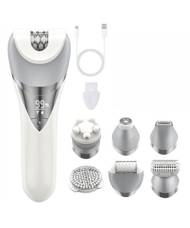 Fangxuee Electric Trimmer for Women 6in1 Painless Wet and Dry Shaver for Women for Arms Underarms Bikini Replaceable Heads