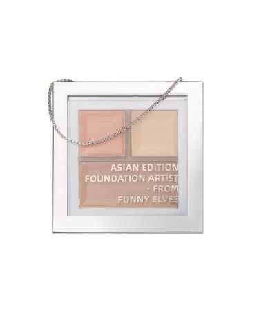Funny Elves Concealer Palette Cream Three Colors Full Coverage Correcting Dark Circles Highlight